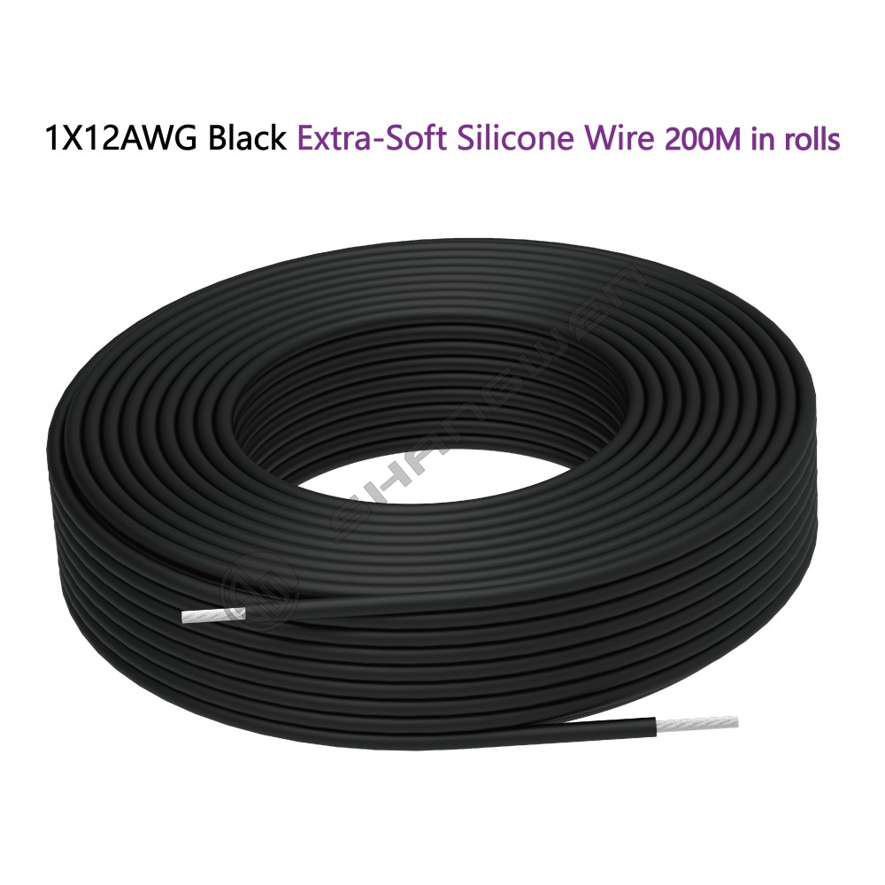 1X12AWG Black Extra-Soft Silicone Wire